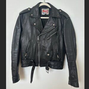 Vintage 80's Rare Route 66 Highway Leather Motorcycle Jacket Women’s Size 42